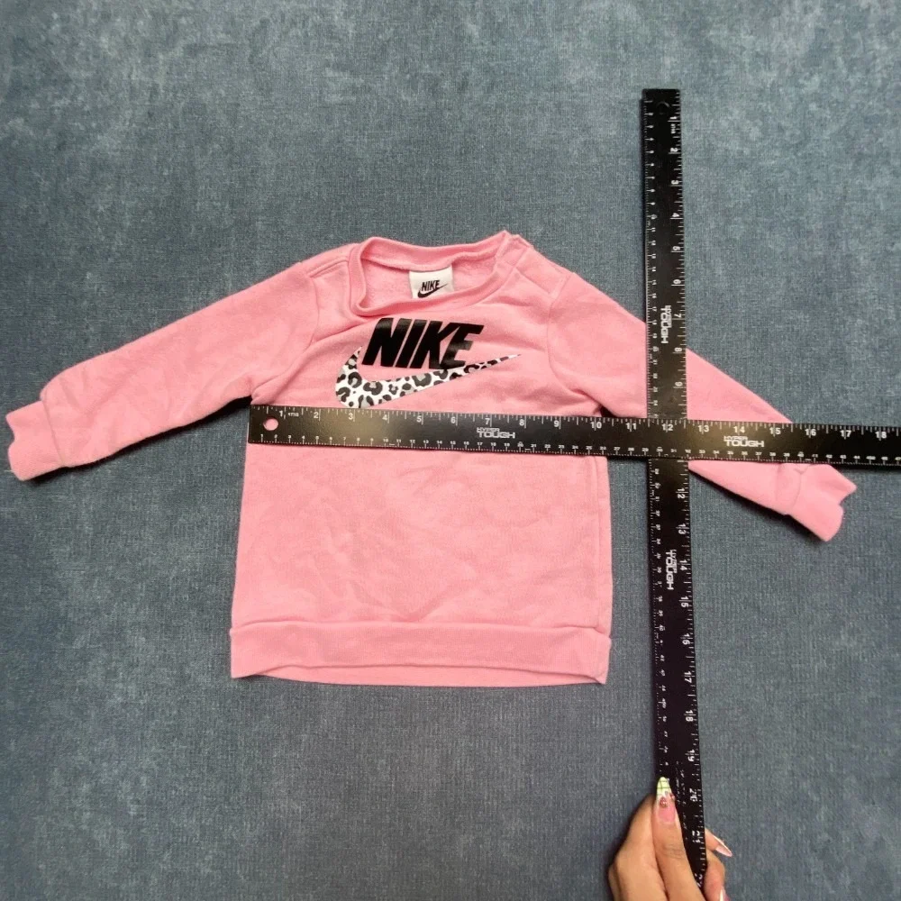 Nike Sweatshirt Toddlers 12M Pink Cotton Fleece Lined Ribbed Hem Swoosh Logo